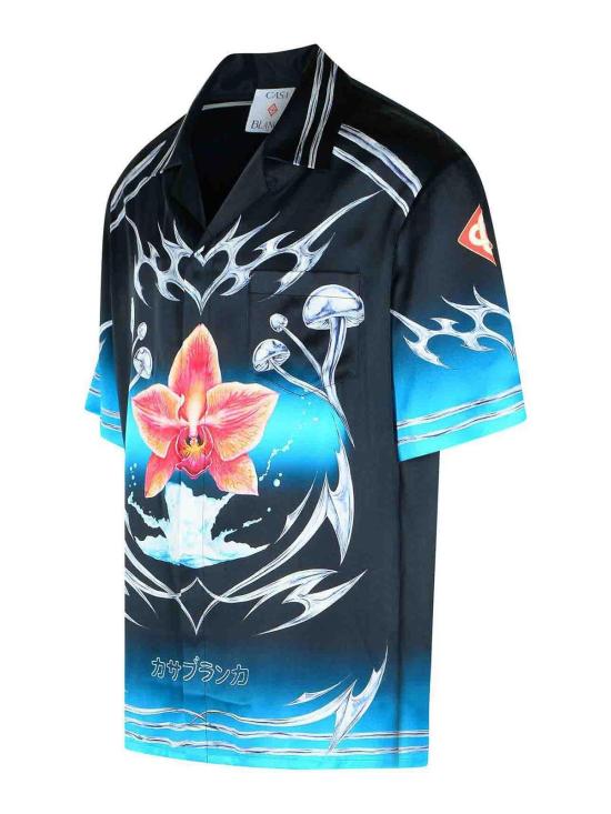 25FW 카사블랑카 반팔 셔츠 MAW25SH00303BLADES Black - CASABLANCA