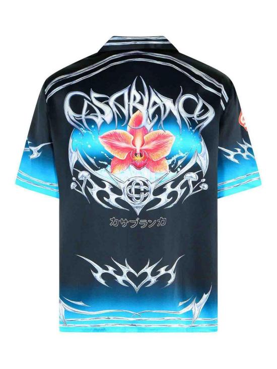 25FW 카사블랑카 반팔 셔츠 MAW25SH00303BLADES Black - CASABLANCA