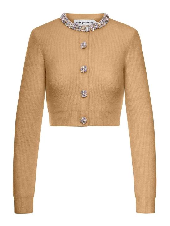 25FW 셀프 포트레이트 엠벨리시드 트림 가디건 AW25135CBRBROWN