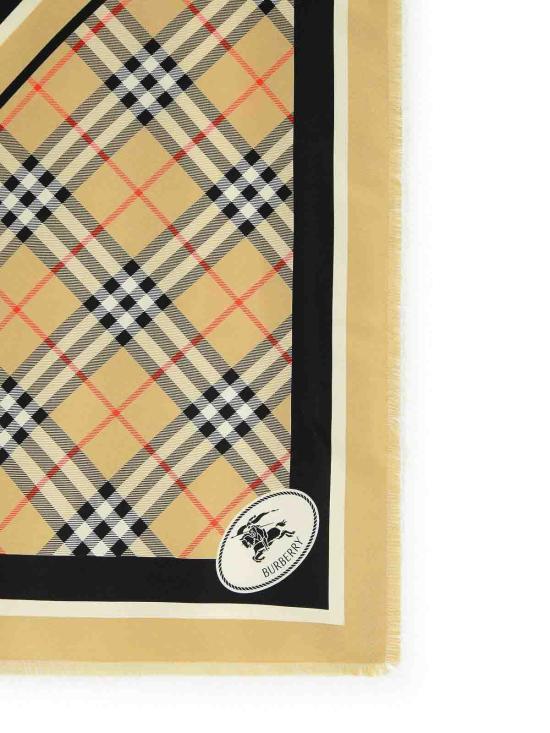  버버리 체크 나이트 스탬프 실크 스카프 8114225 Beige - BURBERRY