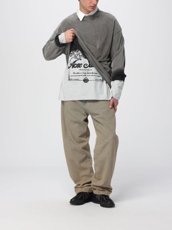 25FW 아크네 스튜디오 로고 티셔츠 CL0396 AAA Grey - ACNE STUDIOS