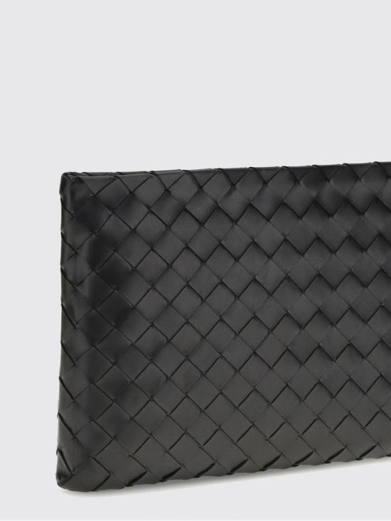 26SS 보테가베네타 인트레치아토 미디움 플랫 파우치 742972VCPP9 8425 Black - BOTTEGA VENETA