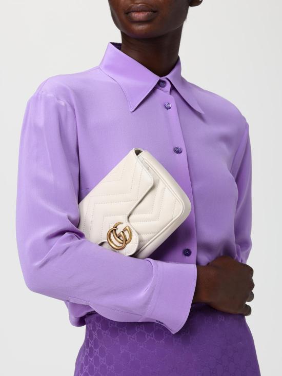 25FW 구찌 GG 마몽 스몰 숄더백 751526AACCE 9053 White - GUCCI