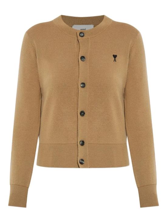 25FW 아미 크루넥 울 가디건 FKC361001 288 CAMEL NOIR