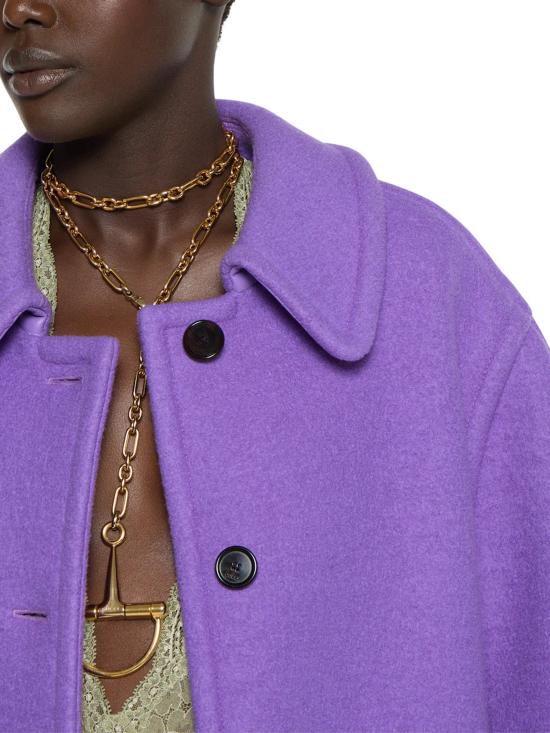 25FW 구찌 컴팩트 울 캐시미어 코트 840075Z8B4W5007 PURPLE - GUCCI