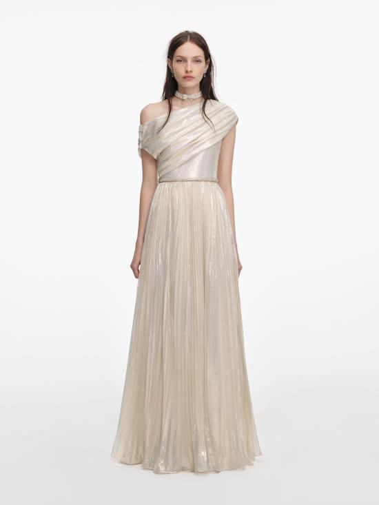 26SS 셀프 포트레이트 미디 원피스 RS26509XCHCHAMPAGNE GOLDEN