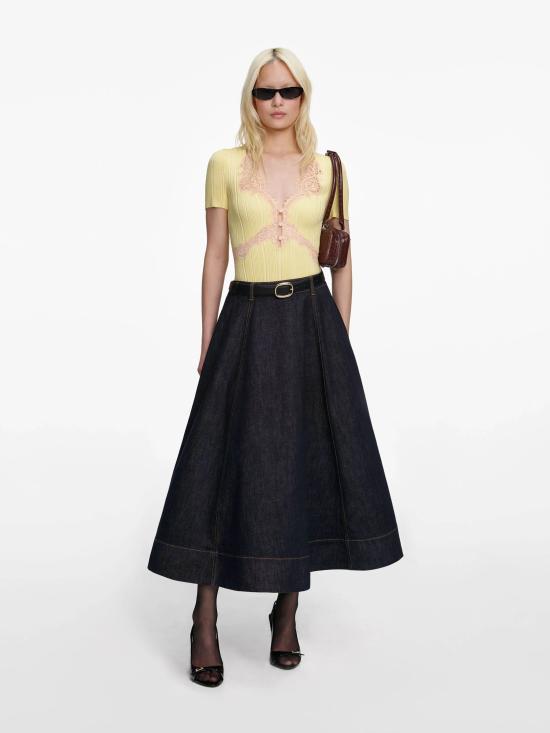 26SS 셀프 포트레이트 롱 스커트 RS26828MSKBLBLUE