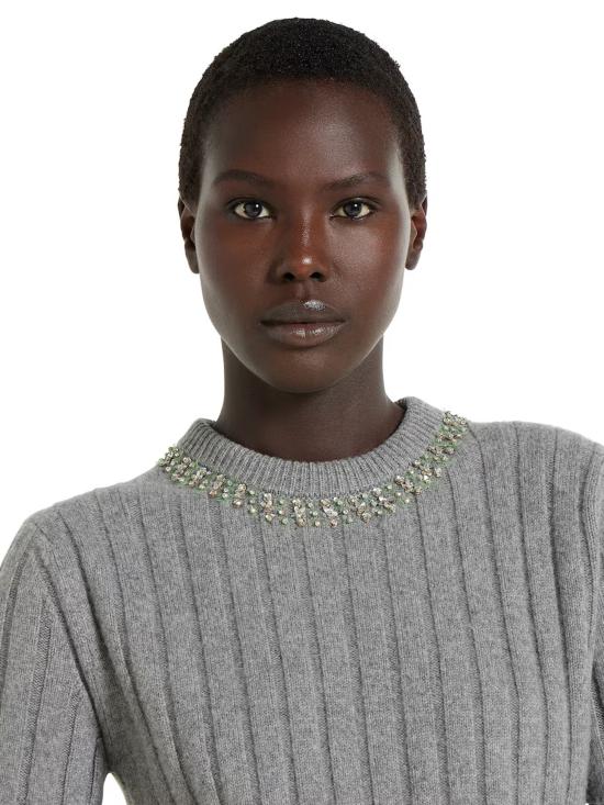 25FW 구찌 립 소프트 울 & 캐시미어 반소매 스웨터 850582XKFAZ1176 GREY - GUCCI