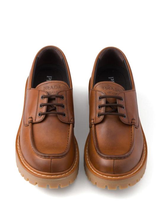 25SS 프라다 러버 솔레이스업 레더 로퍼 2EE416FG000070 F0046 BROWN - PRADA