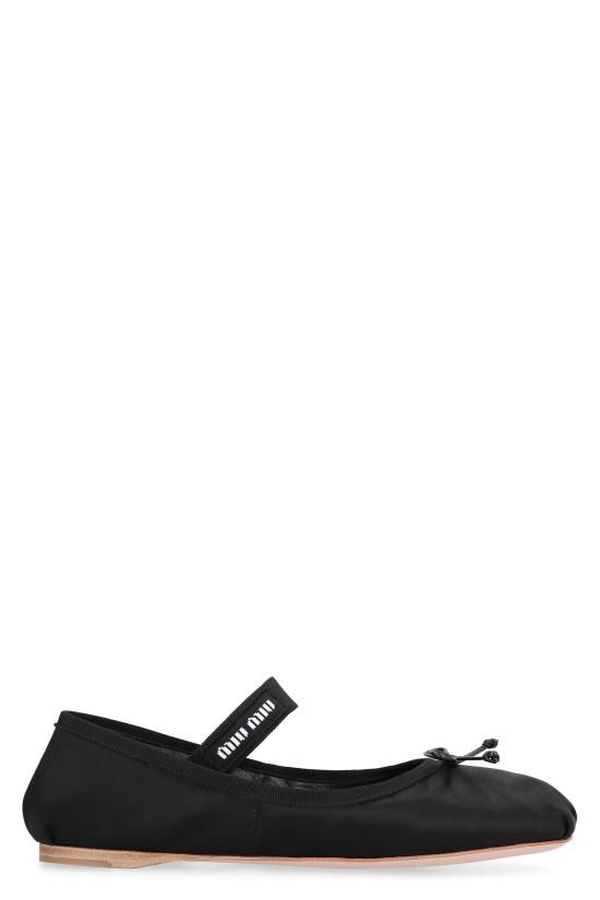 25SS 미우미우 새틴 발레리나 플랫 슈즈 5F794DFDX05QU6 F0002 BLACK