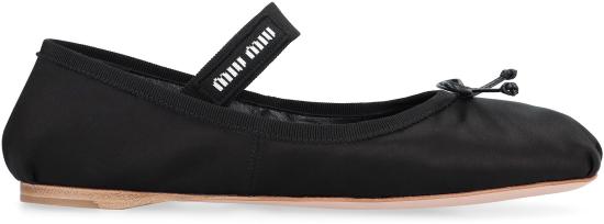 25SS 미우미우 새틴 발레리나 플랫 슈즈 5F794DFDX05QU6 F0002 BLACK - MIU MIU