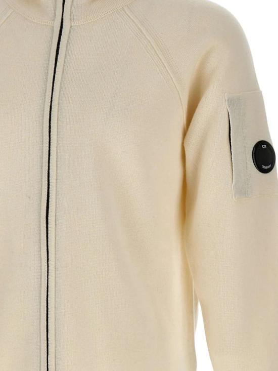 25FW 씨피 컴퍼니 램스울 GRS 후드 풀 집 스웨터 19CMKN057A110149A 103 GAUZE WHITE - C.P. COMPANY