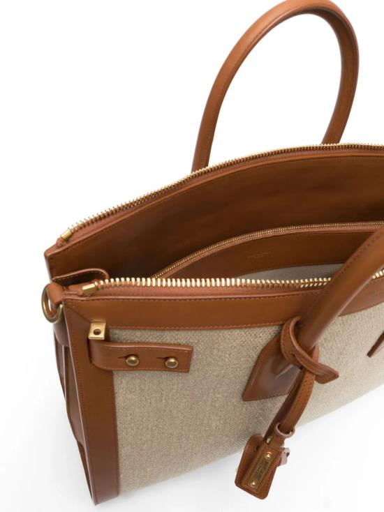 26SS 생로랑 삭 드 주르 씬 라지 리넨 앤 베지터블 탠 레더백 7377412MF6W 2080 NATURALE BRICK - SAINT LAURENT