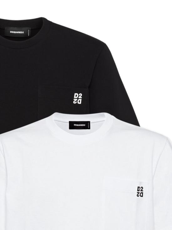 25FW 디스퀘어드2 반팔 티셔츠 S74GD1475D20033 963 WHITE BLACK - DSQUARED2