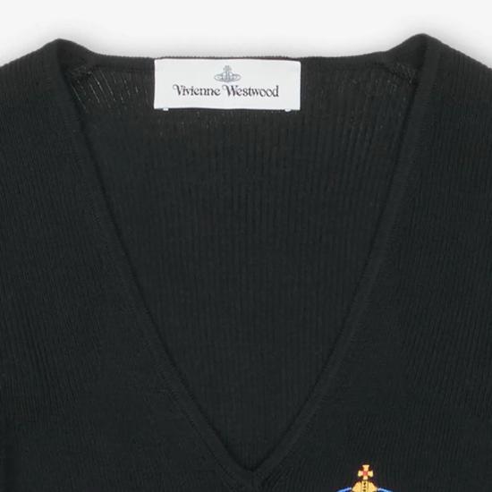25SS 비비안웨스트우드 Bea 베아 크롭 V넥 가디건 1803004WY003FN401 DOM - VIVIENNE WESTWOOD