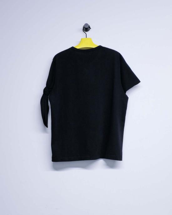  JW앤더슨 반팔 티셔츠 JW 앤더슨 블랙 코튼 매듭 소매 티셔츠 - JW ANDERSON