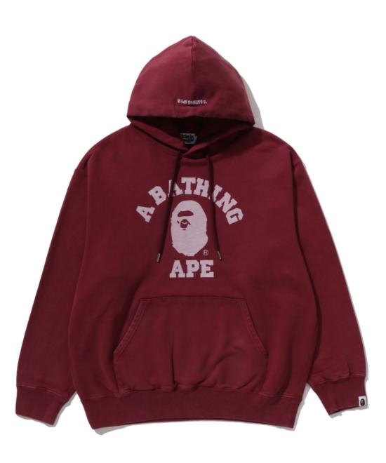  베이프 가먼트 다이 콜리지 풀오버 후드 001PPL801304MBUR BURGUNDY DOM