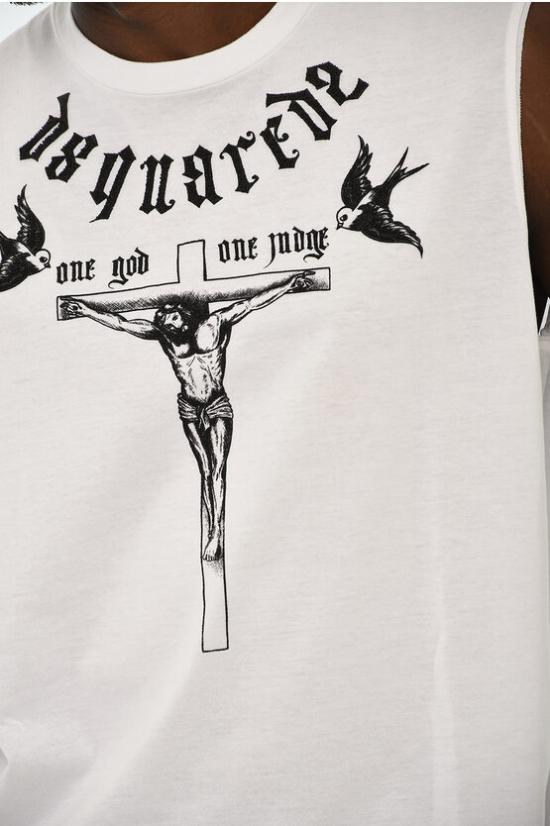  디스퀘어드2 민소매 티셔츠 S71GD0469 S22427 100 Black White - DSQUARED2