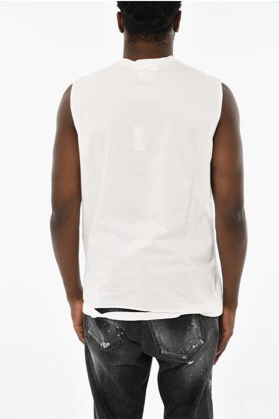  디스퀘어드2 민소매 티셔츠 S71GD0469 S22427 100 Black White - DSQUARED2