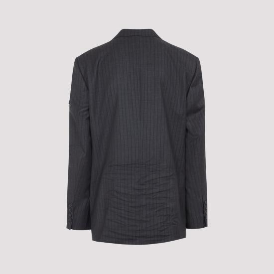 25FW 발렌시아가 울 블레이저 850763 TPT05 1360 GREY RED - BALENCIAGA