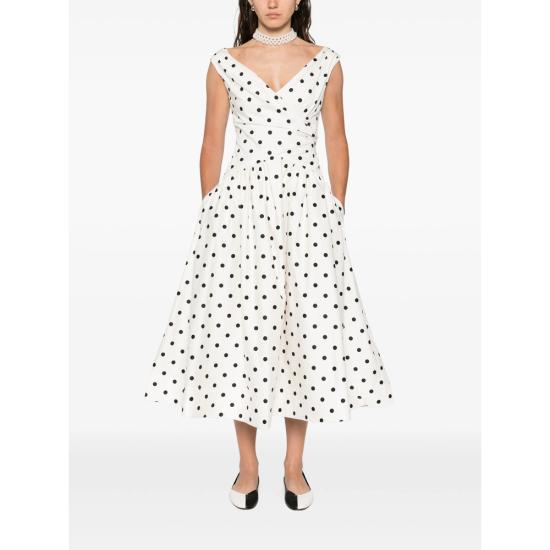 26SS 셀프 포트레이트 미디 원피스 RS26 209M C CREAM WHITE BLACK - SELF PORTRAIT