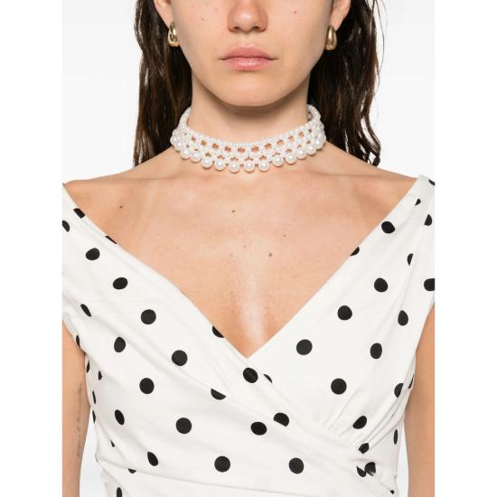 26SS 셀프 포트레이트 미디 원피스 RS26 209M C CREAM WHITE BLACK - SELF PORTRAIT