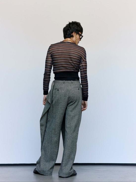  JW앤더슨 스웨터 JW 앤더슨 블랙 코튼 울 쉬어 페어 아일 롱슬리브 탑 - JW ANDERSON