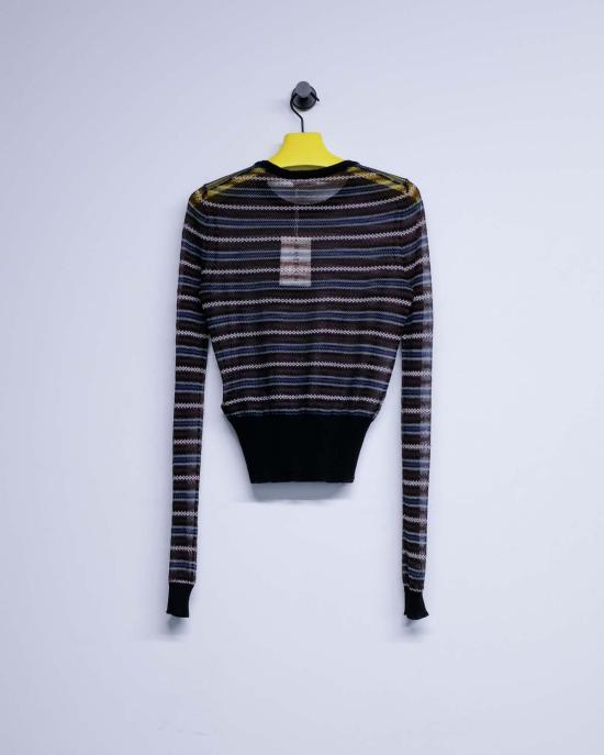  JW앤더슨 스웨터 JW 앤더슨 블랙 코튼 울 쉬어 페어 아일 롱슬리브 탑 - JW ANDERSON