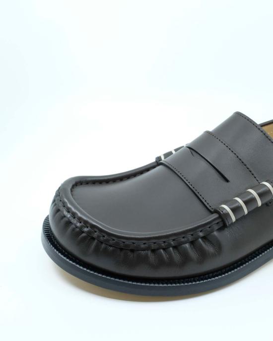  JW앤더슨 로퍼 JW 앤더슨 초콜릿 브라운 송아지 가죽 모카신 - JW ANDERSON