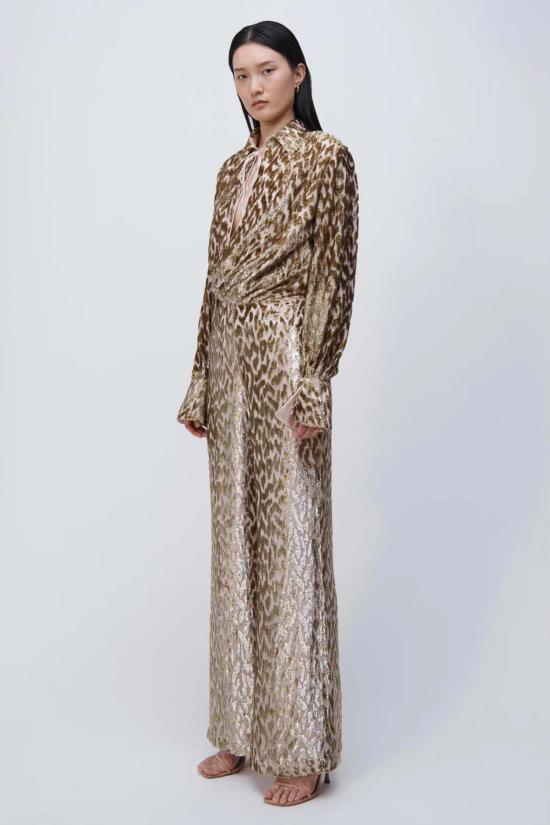  심카이 블라우스 Simkhai Luella L S Deep V 탑 골드 - SIMKHAI