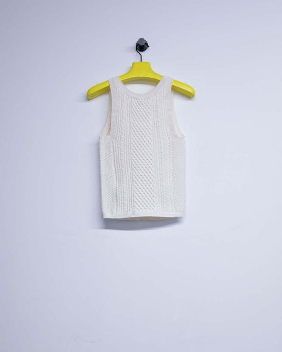  JW앤더슨 민소매 티셔츠 JW 앤더슨 아이보리 비스코스 폴리 케이블 니트 탱크 탑 - JW ANDERSON