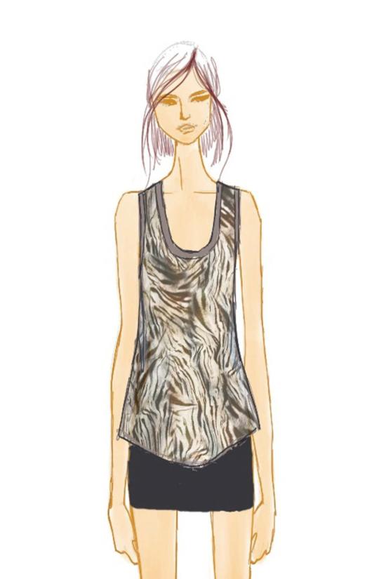  제이비큐 민소매 티셔츠 Jbq Nuria 탑 사파리 프린트