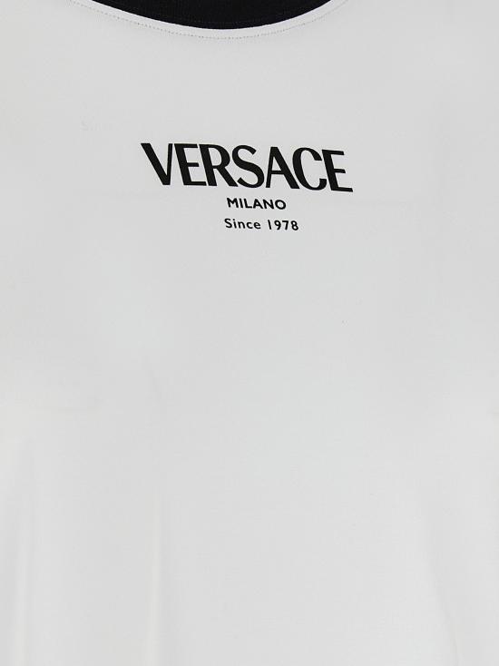 26SS 베르사체 반팔 티셔츠 10226561A166852W020 White Black - VERSACE