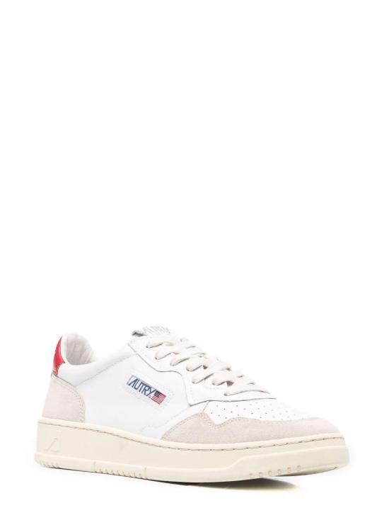 26SS 오트리 메달리스트 로우 스니커즈 AULMLS43 LEAT SUEDE WHT REDLS43 - AUTRY