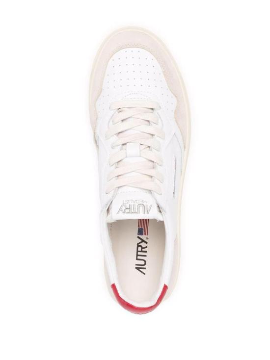26SS 오트리 메달리스트 로우 스니커즈 AULMLS43 LEAT SUEDE WHT REDLS43 - AUTRY