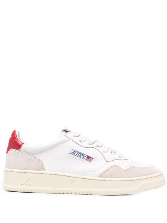 26SS 오트리 메달리스트 로우 스니커즈 AULMLS43 LEAT SUEDE WHT REDLS43