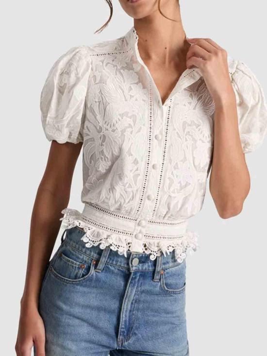 25FW 앨리스 앤 올리비아 블라우스 CC506D44003A127 Beige - ALICE & OLIVIA