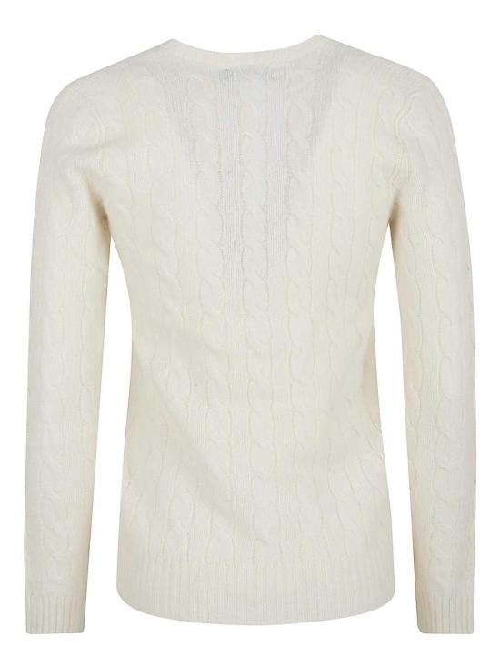  폴로 랄프로렌 포니 로고 자수 케이블 니트 v넥 스웨터 211971866001 Cream - POLO RALPH LAUREN