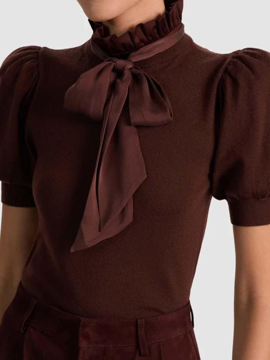 25FW 앨리스 앤 올리비아 반팔 티셔츠 CL000533711C201 Brown - ALICE & OLIVIA