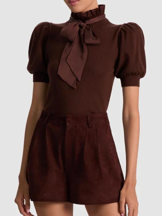 25FW 앨리스 앤 올리비아 반팔 티셔츠 CL000533711C201 Brown - ALICE & OLIVIA