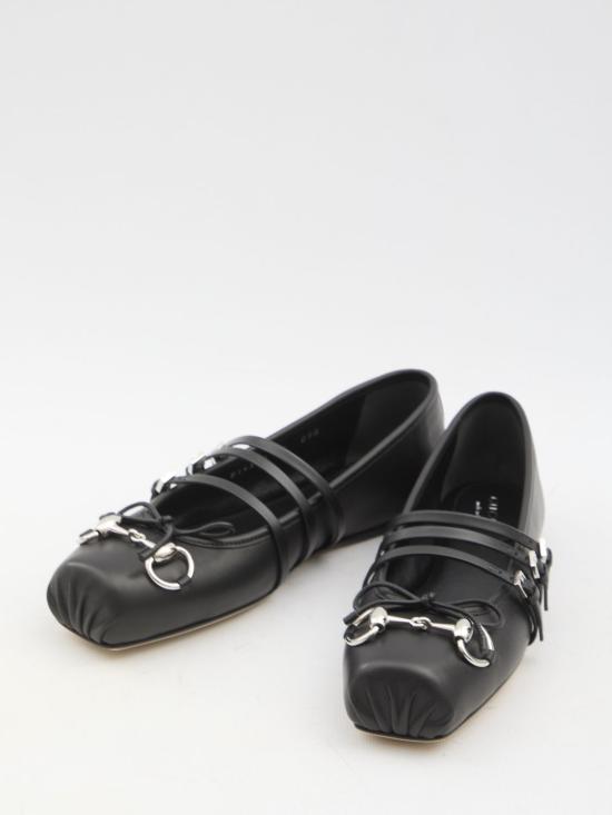 25FW 구찌 홀스빗 발레 플랫 814318AAEA41000 BLACK DOM - GUCCI