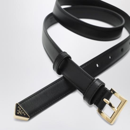 26SS 프라다 트라이앵글 로고 레더 벨트 1CC6258NQ Black - PRADA