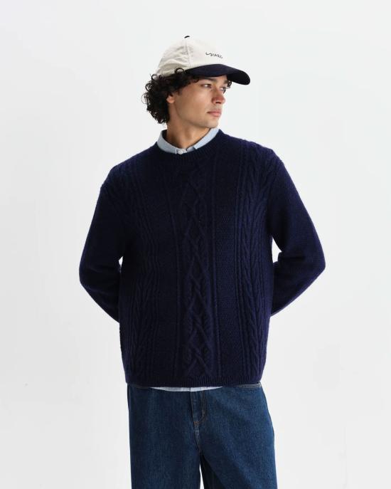 25FW 왁스 런던 스웨터 AW25 KNT HUT BWN NVY NAVY Blue - WAX LONDON