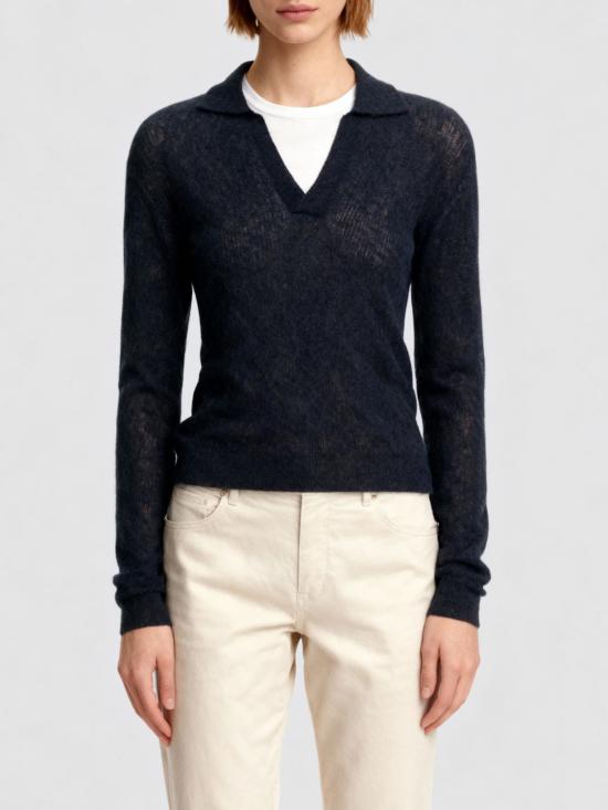 25FW 오라리 폴로 티셔츠 A25AP05AK NAVY Blue