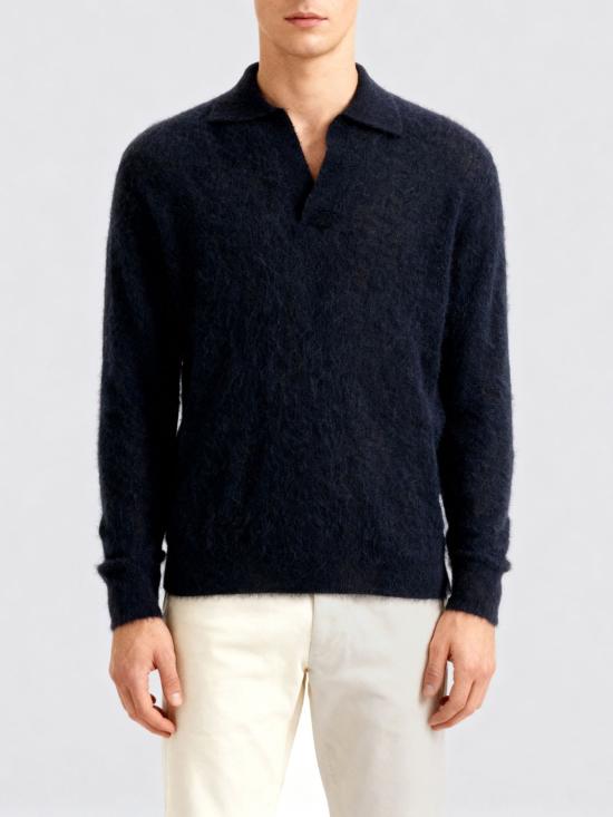 25FW 오라리 폴로 티셔츠 A25AP02AK NAVY Blue