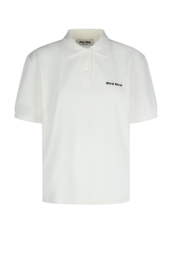 26FW 미우미우 폴로 티셔츠 MJN53514RW F0009 Bianco
