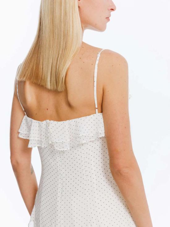  Cubic 롱 원피스 큐빅 이레귤러 러플 폴카 도트 슬링 드레스 - OTHER BRANDS