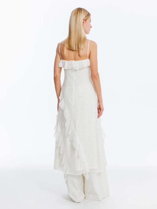  Cubic 롱 원피스 큐빅 이레귤러 러플 폴카 도트 슬링 드레스 - OTHER BRANDS