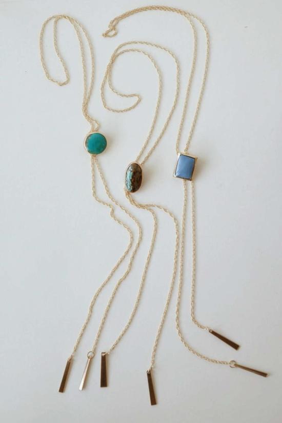  사라 사파비 주얼리 목걸이/팬던트 Sarah Safavi 주얼리 타원형 청록색 볼로 타이 목걸이 청록색