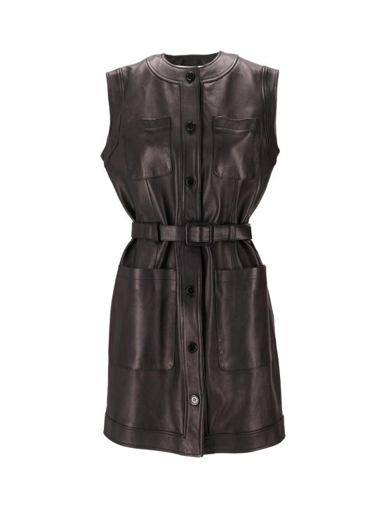 25FW 라 로즈 미디 원피스 1395LEATHERDRESS BK NERO